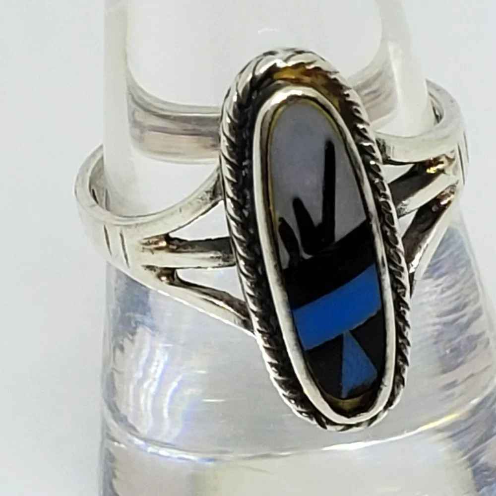 Vintage Southwest Style Abalone Shell Oval Setting in Sterling Silver Ring